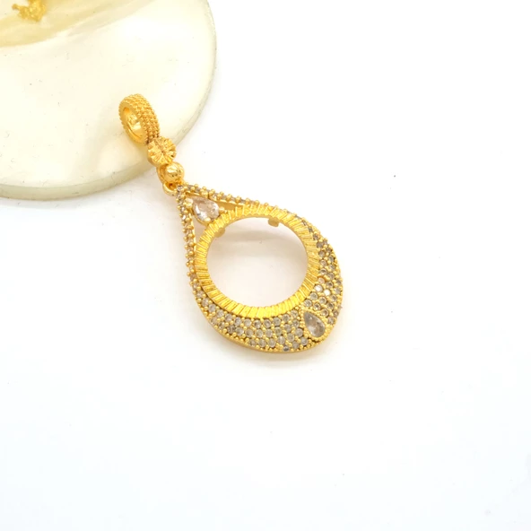 Çeyrek Altın Çerçeveli Kolye Ucu Altın Kaplama-TGR-666 - Resim 4
