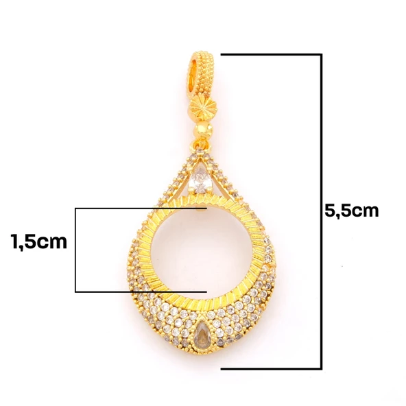 Çeyrek Altın Çerçeveli Kolye Ucu Altın Kaplama-TGR-666 - Resim 2