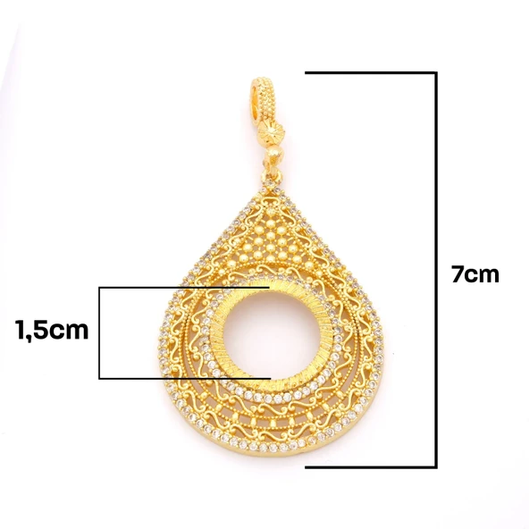 Çeyrek Altın Çerçeveli Kolye Ucu Altın Kaplama TGR-670 - Resim 2