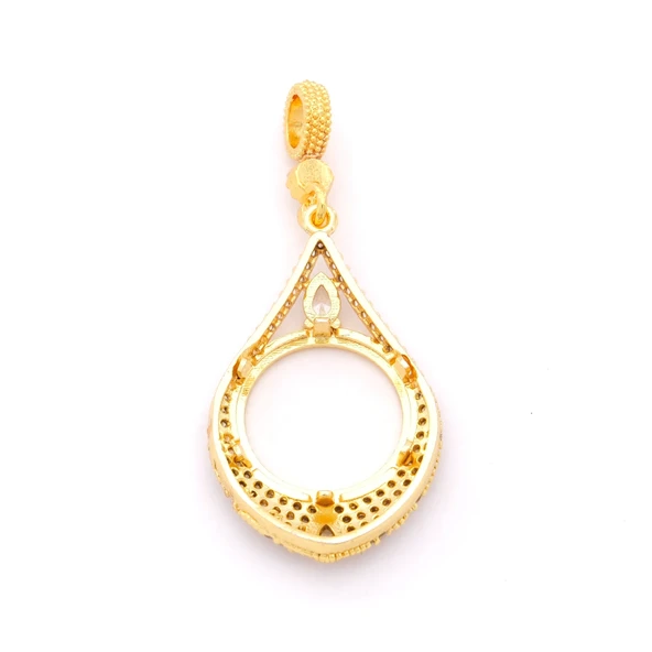 Çeyrek Altın Çerçeveli Kolye Ucu Altın Kaplama-TGR-666 - Resim 5