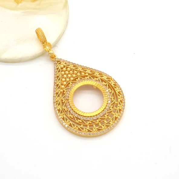 Çeyrek Altın Çerçeveli Kolye Ucu Altın Kaplama TGR-670 - Resim 4