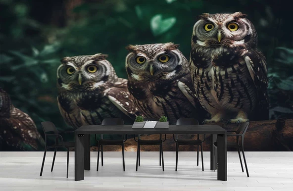 Orman ve Baykuş Manzaralı Duvar Kağıdı - Resim 5