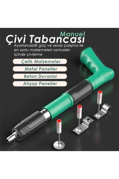 Mekanik Çivi Tabancası Beton, Ahşap Ve Çelik Çivi Tabancası 100 Adet Çivi - 2