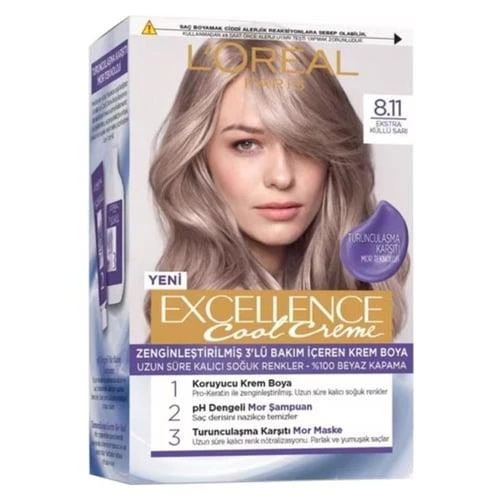 Loreal Excellence Cool Creme Saç Boyası 8.11 Ekstra Küllü Sarı