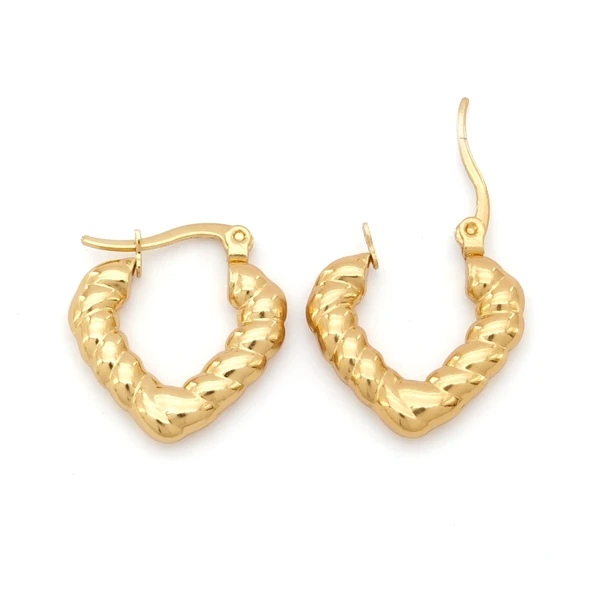 Çelik Küpe Altın Kaplama Kadın Kalpli Model UNK-804 ürün görseli