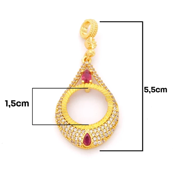 Çeyrek Altın Çerçeveli Kolye Ucu Altın Kaplama TGR-664 - Resim 2