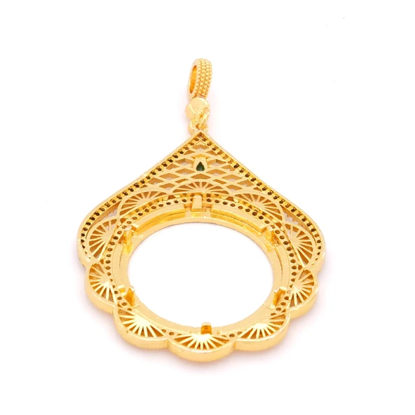 Tam Altın Çerçeveli Kolye​ Ucu Altın Kaplama İşlemeli TGR-597 - Resim 5
