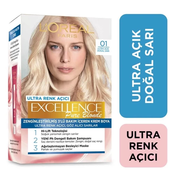 Loreal Excellence Creme Saç Boyası 01 Ultra Açık Doğal Sarı