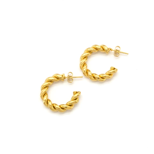 Çelik Halka Küpe Altın Kaplama Burma Model UNK-801 - Resim 4