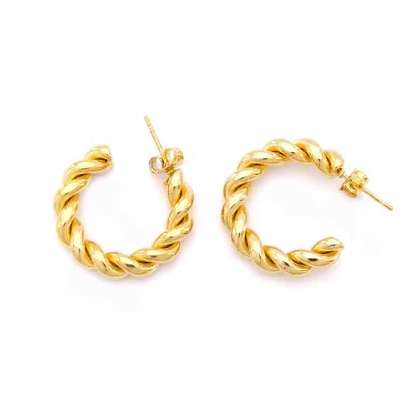 Çelik Halka Küpe Altın Kaplama Burma Model UNK-801 ürün görseli