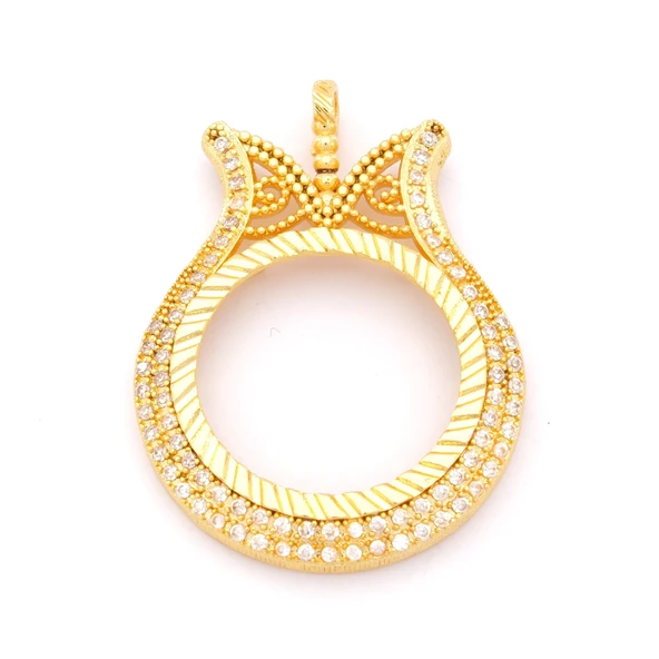 Tam Altın Çerçeveli Kolye​ Ucu Altın Kaplama İşlemeli TGR-600 ürün görseli