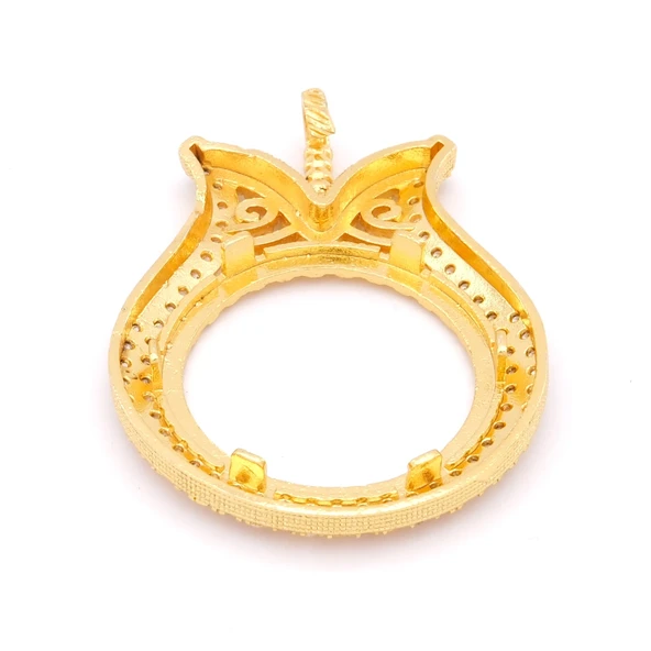 Tam Altın Çerçeveli Kolye​ Ucu Altın Kaplama İşlemeli TGR-600 - Resim 5