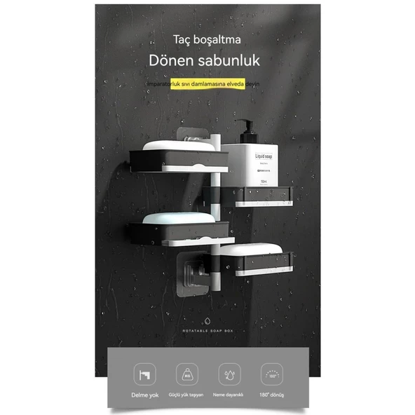 Gen-Of 4 Katlı Yapışkanlı Banyo Mutfak Dolap Rafı Ve Askılı Sabunluk GKH - 2