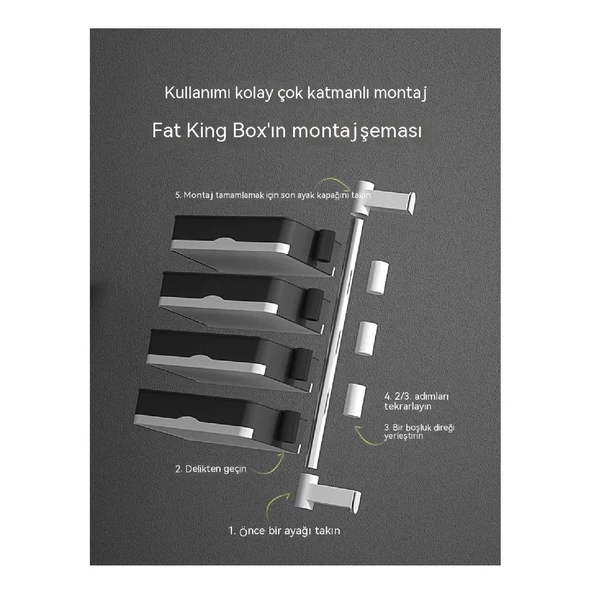 Gen-Of 4 Katlı Yapışkanlı Banyo Mutfak Dolap Rafı Ve Askılı Sabunluk GKH - 3