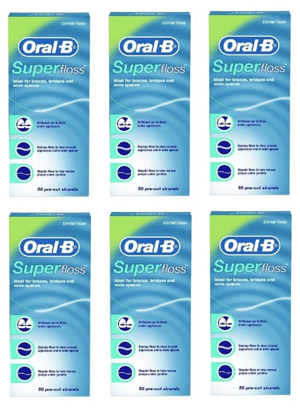 Oral-B Super Floss 50'li 6 Adet Diş İpi