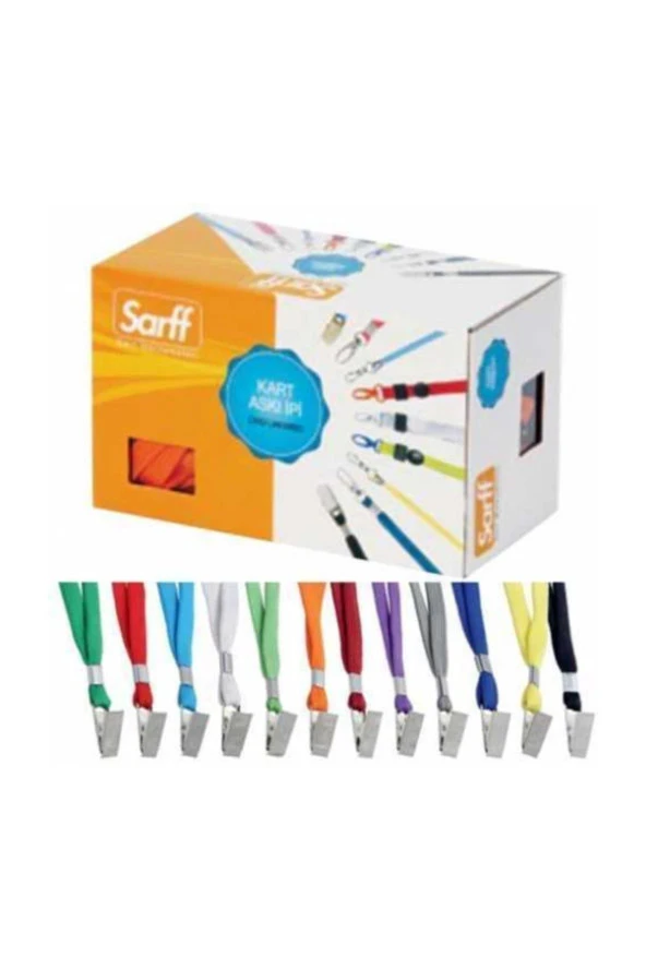 Sarff Kart Askı İpi Metal Klipsli Siyah 50 Li (1 Paket 50 Adet)