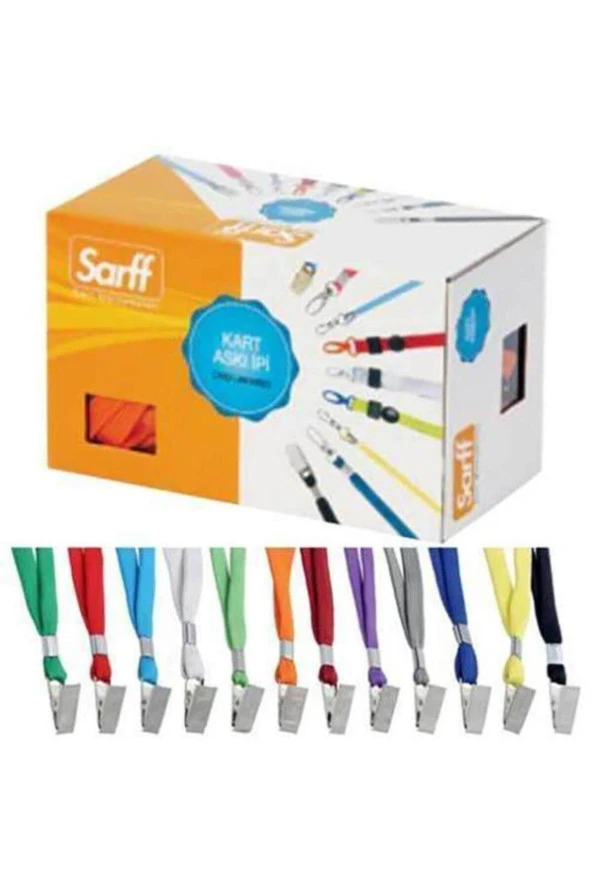 Sarff Kart Askı İpi Metal Klipsli Mavi 50 Li (1 Paket 50 Adet)