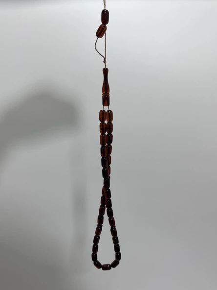 Doğal Kaya Damla Kehribar Tesbih 33lük 6x10,5mm 11 Gram - Resim 3