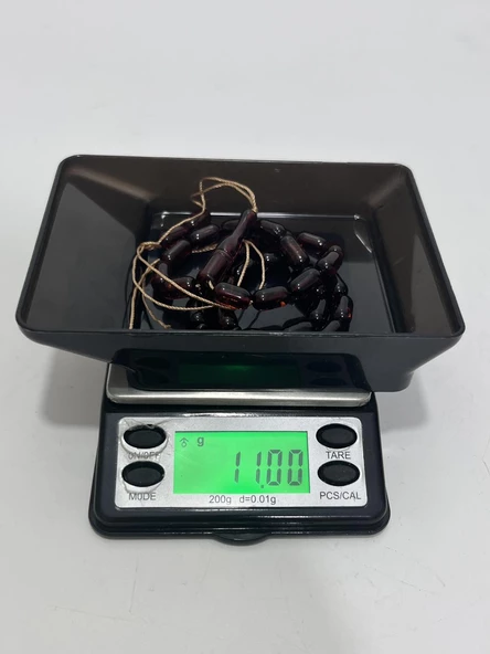 Doğal Kaya Damla Kehribar Tesbih 33lük 6x10,5mm 11 Gram - Resim 6