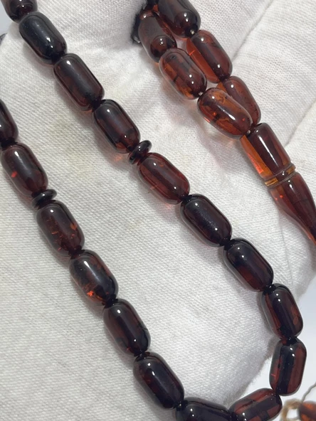 Doğal Kaya Damla Kehribar Tesbih 33lük 6x10,5mm 11 Gram - Resim 2
