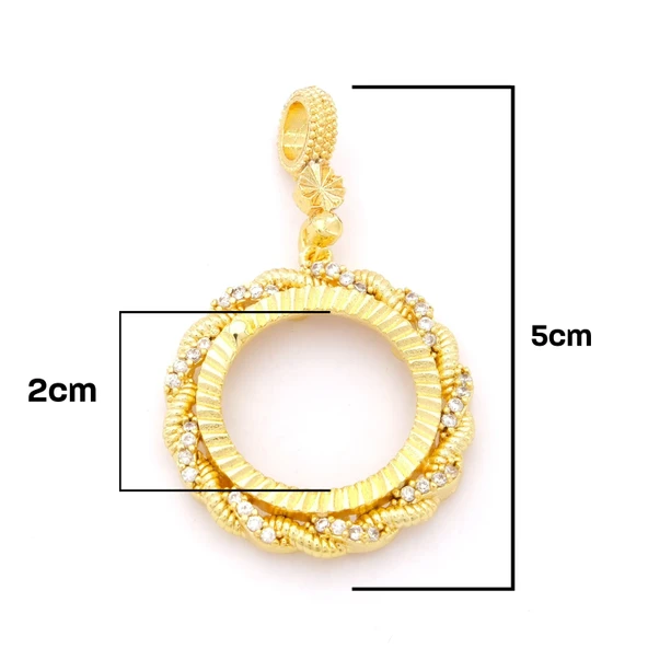 Yarım Altın Çerçeveli Kolye Ucu Altın Kaplama İşlemeli TGR-622 - Resim 2