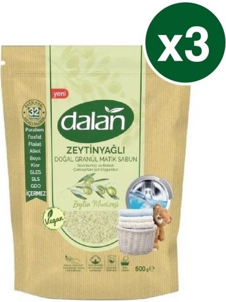 Dalan Doğal Gramanül Sabun Zeytinyağlı 500 Gr x 3 Adet