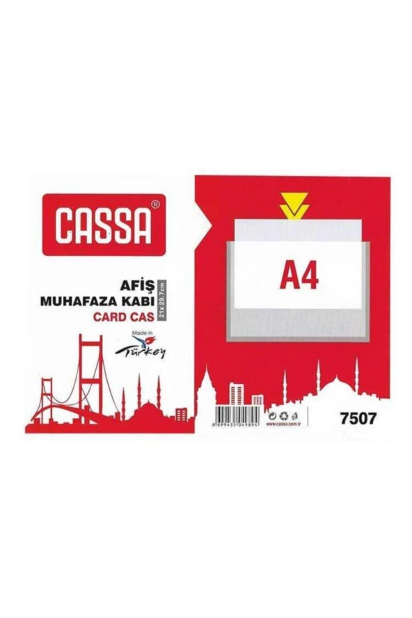 Cassa Tabela Poşeti (Afiş Muhafaza Kabı A4) 210x297 MM Şeffaf (1 Paket 10 Adet)