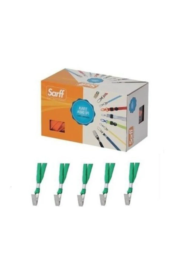 Sarff Kart Askı İpi Metal Klipsli Fıstık Yeşili 50 Li (1 Paket 50 Adet)