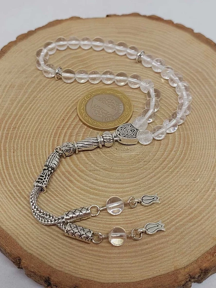 Kristal Kuvars Taşı 33lük Tesbih 6mm (4734) - Resim 6