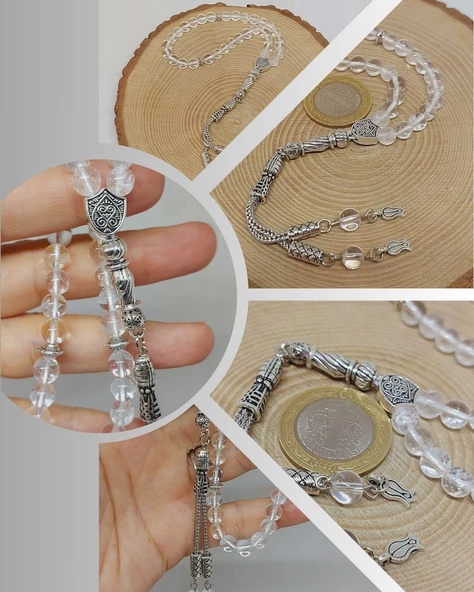 Kristal Kuvars Taşı 33lük Tesbih 6mm (4734)