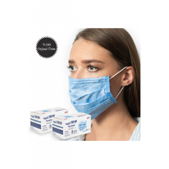 3 Katlı Telli Cerrahi Maske 100'lü Mavi - 2