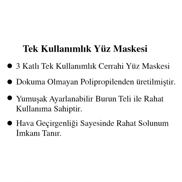 3 Katlı Telli Cerrahi Maske 100'lü Mavi - 3
