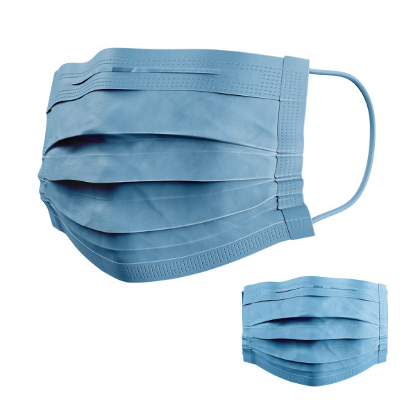 3 Katlı Telli Cerrahi Maske 100'lü Mavi - 6