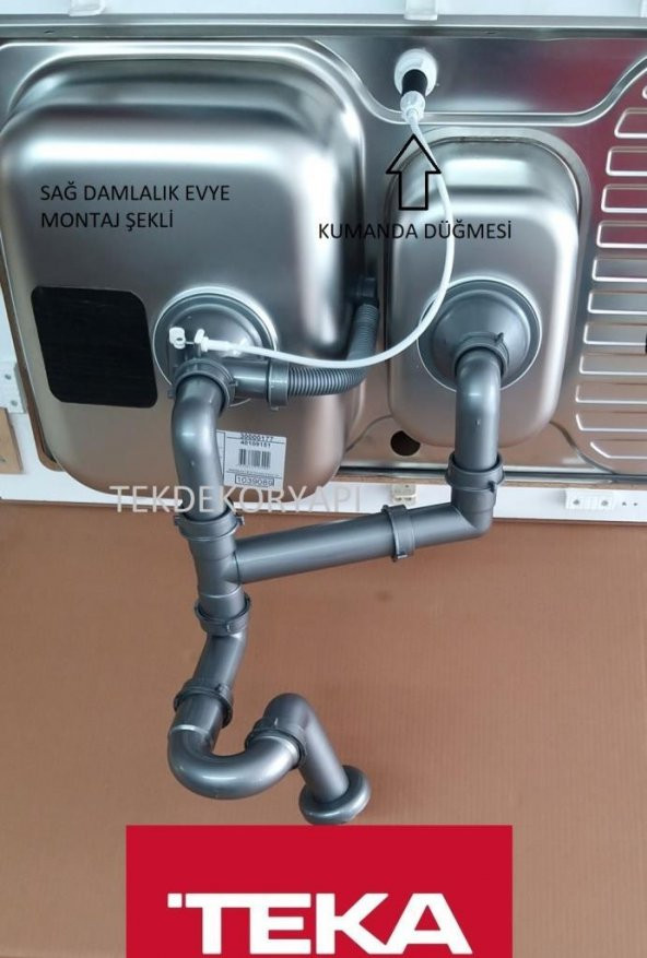 TEKDEKOR TEKA 1,5 GÖZ KUMANDALI EVYE SİFON TAKIMI