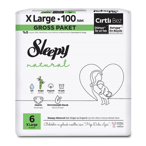Sleepy Natural Gross Paket Bebek Bezi 6 Beden 100 Adet - Resim 2
