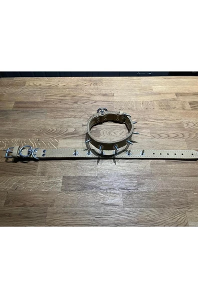 Çift Kat Krom Çivili Tasma Deri Köpek Boyun Tasması Dikenli Tasma - 3