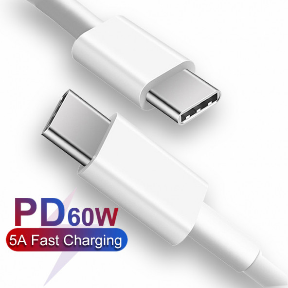 XKS 2 Metre Type C to Type C PD 2.0 3 Amper 60W USB Hızlı Şarj Kablosu - 2