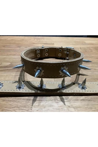 Çift Kat Krom Çivili Tasma Deri Köpek Boyun Tasması Dikenli Tasma - 2