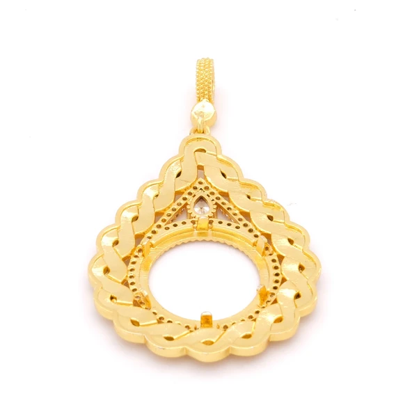 Çeyrek Altın Çerçeveli Kolye Ucu Altın Kaplama İşlemeli TGR-628 - Resim 6