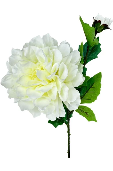 Nettenevime Yapay Çiçek Krizantem Beyaz Tek Dal Tomurcuklu 65*17cm Kumaş Çiçek Uzun Dal