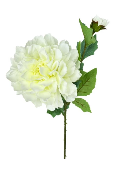 Nettenevime Yapay Çiçek Krizantem Beyaz Tek Dal Tomurcuklu 65*17cm Kumaş Çiçek Uzun Dal - 3