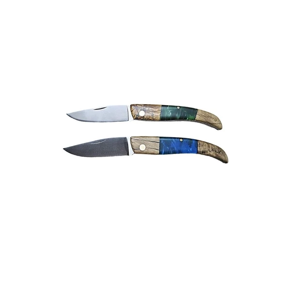 4116 EL YAPIMI BUYUK BOY STABİLİZE KABZE YAYLI ÇAKI cc  STABİLİZE MAVİ