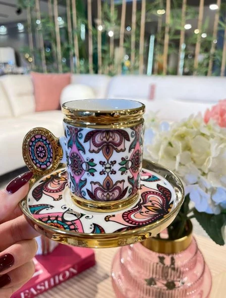 Royking Ricamo 6lı Kahve Fincan Takımı MOR-SOMON BKY 001