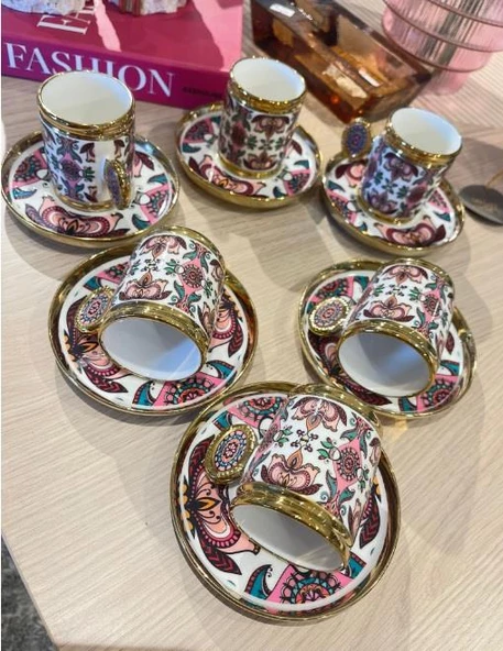 Royking Ricamo 6lı Kahve Fincan Takımı MOR-SOMON BKY 001 - 3