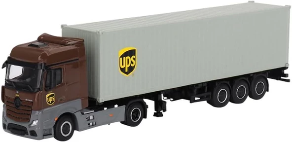 Mini GT 705 Mercedes-Benz Actros w/40 Ft Container UPS Europe Model Araba - 2