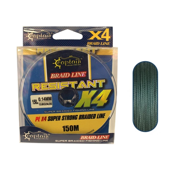 Captain Resistant PE 4 Kat Spin İp Misina 150mt Yeşil  0.10 mm
