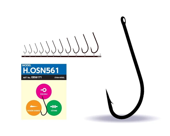 Hayabusa HOSN 561 Delikli Uzun Pala Olta İğnesi Black Nikel  2