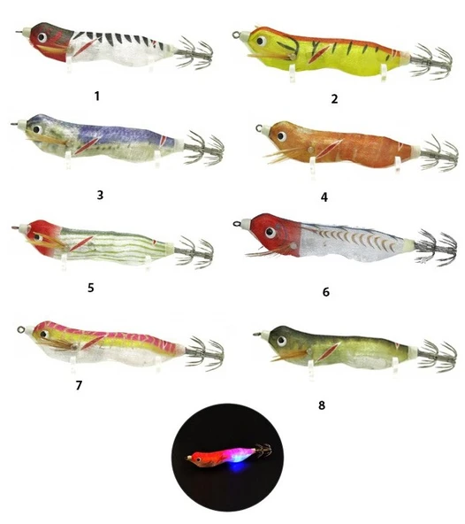 Captain 3016 Işıklı Kalamar Zokası 8cm Fukado Squid  05