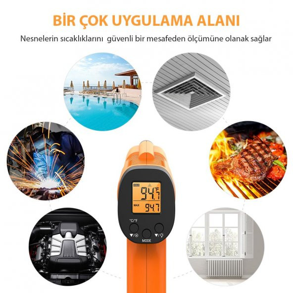 ThermoPro TP30 Endüstriyel Kızılötesi Katı-Sıvı Sıcaklık Ölçer - 5