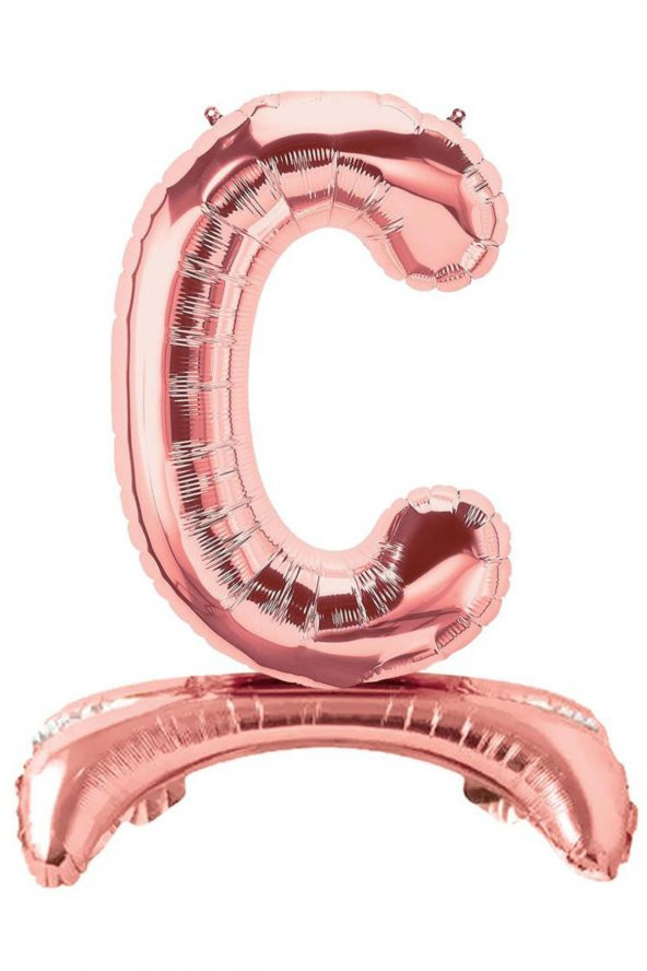C Harf Ayakta Durabilen Rose Gold Folyo Balon 80 cm - 2